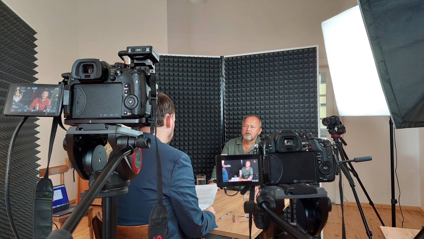 Natáčení volebního rozhovoru s Karlem Trefným, lídrem kandidátky SPD a Trikolory
